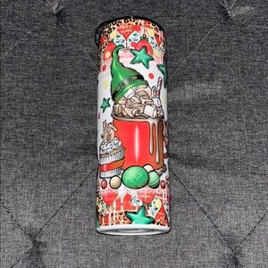 Festive Holiday Tumbler with Green and Red Accents